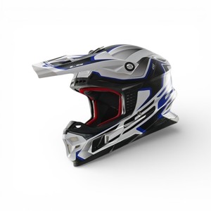 Casco Ls2 Cross Mx456 Bianco Blu in Fibra di Vetro Taglia S per Moto da Corsa - Product Image 1