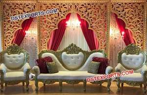 การตกแต่งเวทีวัลิมาอันงดงามสำหรับงานแต่งงานในสหราชอาณาจักร งานอีเวนต์รอมฎอนสุดหรู แผงตกแต่งเวทีสไตล์โรแมนติกแบบเทพนิยาย ศาลามูห์กัล - Product Image 4