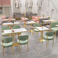 Meubles alimentaires légers et luxueux pour restauration, café en laiton, stand en cuir, ensemble chaises et table de restaurant empilables pour restaurants et bars