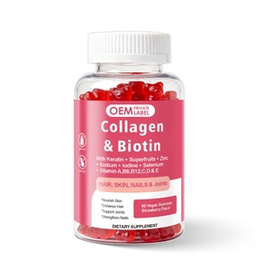 Gummies OEM au collagène <span class=keywords><strong>et</strong></span> à la biotine avec kératine, superfruits, <span class=keywords><strong>zinc</strong></span>, sodium, iode, sélénium, vitamines A, B6, B12, C, <span class=keywords><strong>D</strong></span>, E pour la peau, les cheveux <span class=keywords><strong>et</strong></span> les ongles - Product Image 1