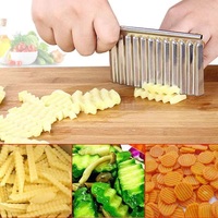 Roestvrij Staal Plantaardige Gereedschap Aardappel Chip Crinkle Golvend Cutter Hoge Kwaliteit Slicer Vruchten Mes