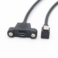 Puerto Micr-usb de ángulo izquierdo y derecho de 90 grados, Conector de bloqueo macho a hembra, Cable de extensión de montaje en panel Micr Usb con montaje en Tornillo
