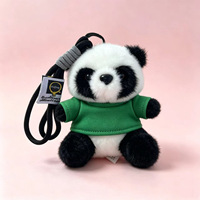 Porte-clés en peluche Songshan Toys avec logo personnalisé, t-shirt en polyester 10 cm avec cordon, pendentif panda mignon, breloque de sac en peluche