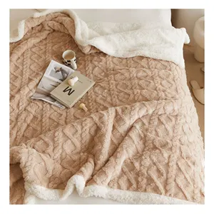 廉价批发现代设计风格定制标志柔软保暖奢华180*200床毯冬季扔