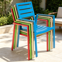 Chaise d'extérieur entièrement en aluminium, chaise de patio colorée résistante aux intempéries, fauteuil léger empilable pour jardin, bord de piscine, balcon