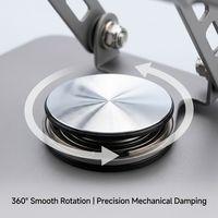 Support de téléphone portable en aluminium rotatif à 360°, pliable à double axe, pour bureau, compatible tablette, certifié BSCI, de notre usine avec 18 ans d'expérience, vente en gros