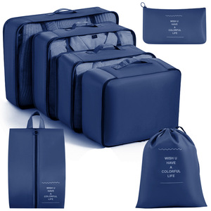 Fashionable Letter-Style Luggage <b>Storage</b> <b>Bag</b> <b>Clothes</b> Cosmetics 11pcs Unisex Lightweight Foldable Zipper Closure Packing Cubes - Product Image 1