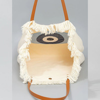 Grand sac fourre-tout bohème en toile pour femme, motif brodé ethnique, sac à bandoulière décontracté, sac réutilisable