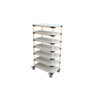 7 Layer Manufacturer Professional Lean Pipe Workshop Trolley With 4 Wheels Storage Box Customized PVC Panel Trolley Cart Waste