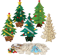 Arbre de Noël en bois 3D non fini, kit d'artisanat en bois à assembler soi-même, décoration de Noël à peindre pour enfants, ornement de bureau