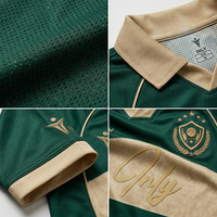 Maillot de football polo rayé vert et noir personnalisé avec passepoil, séchage rapide, respirant, en polyester, coupe oversize, style rétro