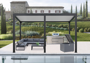 <span class=keywords><strong>Pergola</strong></span> d'extérieur <span class=keywords><strong>de</strong></span> jardin en Aluminium, toit ouvert étanche, Design moderne, offre spéciale - Product Image 2