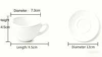 Tasse à café expresso italienne avec plateau, blanche, lot de 2
