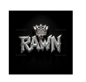 RAWN Collar con Colgante de Letra de Moissanita Engastada en Canal de Plata de Ley 925 Bañada en Oro Blanco Gótico, Estilo Hip Hop Unisex - Product Image 1