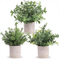 3 Paket Tanaman Eucalyptus Buatan Mini dalam Pot 25x19x9cm Dekorasi Rumah Dalam Ruangan untuk Kantor Kamar Mandi Dapur Balkon