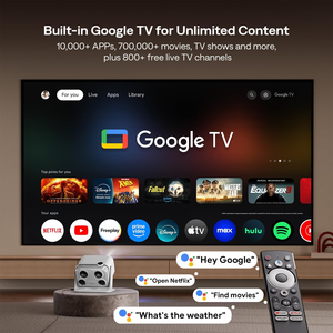 Projecteur LCD LED portable Google TV Factory pour BOOM MINI, compatible Full HD 4K, 10W*2, 8000 Lumens, compatible <span class=keywords><strong>3D</strong></span> pour Home Cinéma 2G - Product Image 3