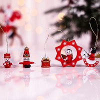 Nouvel ensemble de décorations de Noël en bois à suspendre, boîte cadeau, train, poupée