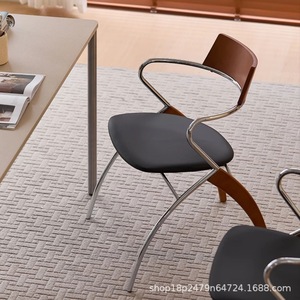 Vintage Designer Dining Chair Solid Wood <b>Backrest</b> Metal Frame Retro Style For Dining Room Adult Use - Product Image 4