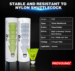 Volani da Badminton in Nylon, Stabilità di Volo Media, Velocità Media, Peso 5.3-5.5g, Confezione da 6 Palline in Nylon per Allenamento - Product Image 1