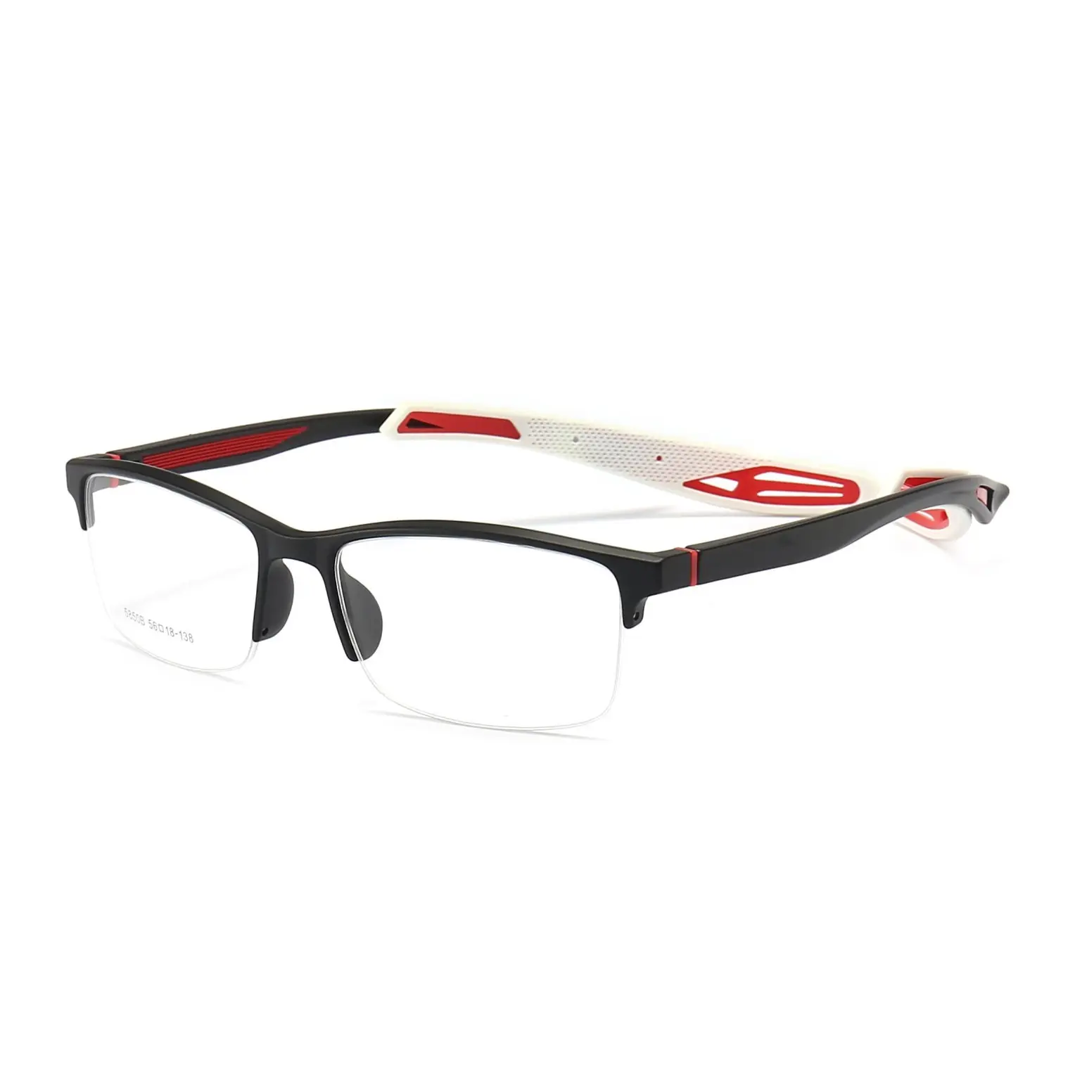 Grosir Cina Bingkai Kacamata Spectacle TR90 Half Rim Sport Frame Optik dengan Pelipis Yang Dapat Dilepas