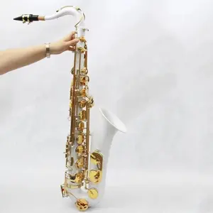 Saxofón tenor chino de buena calidad, saxofón tenor común de color blanco