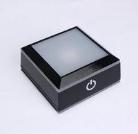 Base de lampe de nuit LED carrée noire et argentée, support d'affichage avec interrupteur tactile, lumières colorées, base lumineuse LED en ABS, pour chambre à coucher