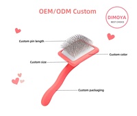 2024 personnalisé professionnel en bois chien Slicker brosse toilettage pour animaux de compagnie haute qualité poignée ergonomique longue broche peigne pour animaux de compagnie pour chien chat