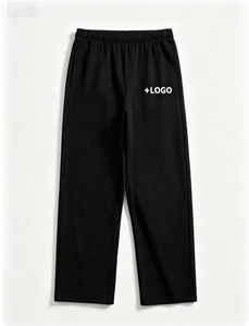 Pantalon de survêtement décontracté pour homme, taille élastique, poids moyen, tricoté, noir et gris, avec logo sur la jambe droite - Product Image 3