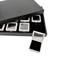 Lot de 12 boîtes de présentation pour pierres précieuses, avec plateau noir et fenêtre transparente, en plastique, pour le rangement de pierres en vrac et la collection de bijoux