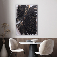 Tableau mural 3D Homco, décoration abstraite moderne, peint à la main, noir, personnalisable, pour la maison ou le bureau