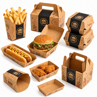 Set di Scatole di Carta per Fast Food Serie Hot Dog, Confezioni Usa e Getta per Patatine Fritte, Ali di Pollo e Hamburger