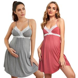 Camisón de Maternidad Elástico para Lactancia, Ropa de Maternidad, Vestido de Maternidad Sexy para Mujer - Product Image 1