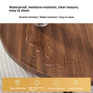 Mesa de <span class=keywords><strong>centro</strong></span> redonda moderna Knock con patas cruzadas de metal, parte superior de madera oscura, muebles para sala de estar, pieza central - Product Image 6