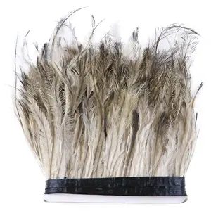 Hot Sale 15-20 Cm Natural Color Emu Ostrich Feather Fabric Trimming Fringe For Party Dresses Decoration