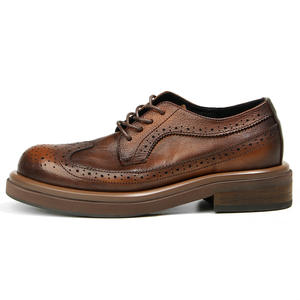 Chaussures brogues classiques pour hommes en cuir de vachette, à lacets, respirantes, durables, à bout carré, pour mariage - Product Image 6