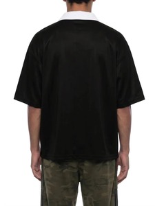 Polo casual de manga corta para hombre, estilo Oxford, con botones, transpirable, corte regular, color negro con bloques de color. - Product Image 3