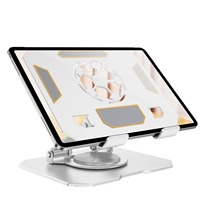 Support plat en métal robuste, pliable, rotatif, réglable en hauteur, pour bureau