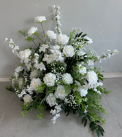 O-FB267 Boule de fleurs en soie décorative de 60 cm pour mariage, centre de table réaliste blanc et vert, fleurs d'allée pour la décoration de la maison et des fêtes