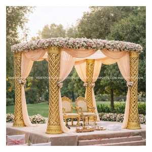Mandap de Lujo con Pilares de Rejilla, Decoración Clásica para Bodas en India y Eventos Premium - Product Image 1