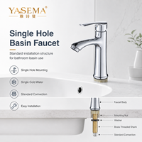 Robinet de lavabo monocommande en alliage de zinc, finition chromée, pour salle de bain, vente en gros d'usine, OEM ODM
