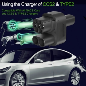 Adaptateur de charge NTO CCS2 vers NACS pour Model Y/<span class=keywords><strong>3</strong></span>/S/X/Cybertruck, compatible avec les stations de charge de niveau 1, 2 et <span class=keywords><strong>3</strong></span> avec prise CCS2 IEC62196 - Product Image 2