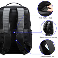 Sac à dos pour ordinateur portable BOPAI pour hommes, 15,6 pouces, sac à dos de luxe personnalisé en cuir de vache antivol extensible avec charge USB, sac à dos en cuir véritable