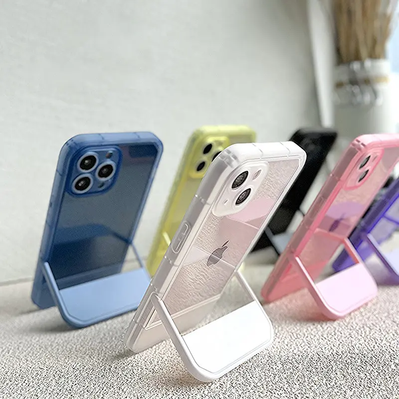 2022 New design TPU Acrylic 2-in-1 Color Clear Unique Kickstand Mobile Cover for iPhone 11 12 13 Pro Max XS XR Cell phone case