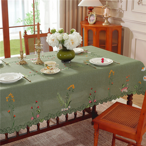 Cây Thêu Hoa Màu Xanh Lá Cây Dày Hình Chữ Nhật Bảng Vải Trung Quốc Tùy Chỉnh Polyester Bảng Bìa Cho Nhà Ăn Tiệc - Product Image 5