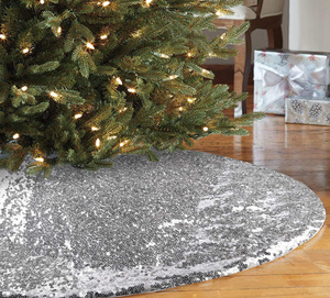 Albero di natale gonna con paillettes lustro tappetino glitterato per decorazioni festa natalizia 48 pollici - Product Image 6