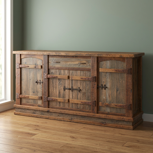 Industrial Antique Solid Wood Farmhouse Living Room <b>Cabinet</b>-Eco-Friendly Modular Design Large Capacity Storage for Apartment - Product Image 3