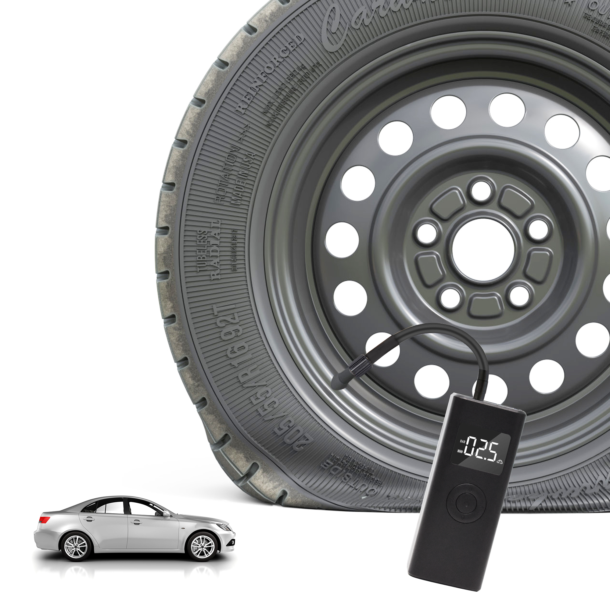 Высокое качество Многофункциональный беспроводной портативный автомобильный насос для накачки шин Мобильный Внешний аккумулятор воздушный насос