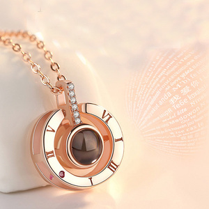 Colgante con proyección de corazón para mujer, collar con corazón de San Valentín, I Love You, 100 idiomas - Product Image 3