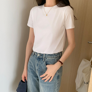 <span class=keywords><strong>T</strong></span>-<span class=keywords><strong>shirt</strong></span> da <span class=keywords><strong>donna</strong></span> allentata all'ingrosso di dimensioni e colori personalizzati top di base 100% magliette da <span class=keywords><strong>donna</strong></span> in <span class=keywords><strong>cotone</strong></span> - Product Image 3