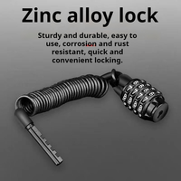 Antivol de vélo à 4 chiffres avec câble, 90g, portable, étanche, anti-effraction, noyau en alliage, cordon rétractable de 1,5m, cadenas de sécurité VTT